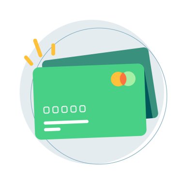 Ödeme kartı simgesi, vektör illüstrasyonu, düz tasarım