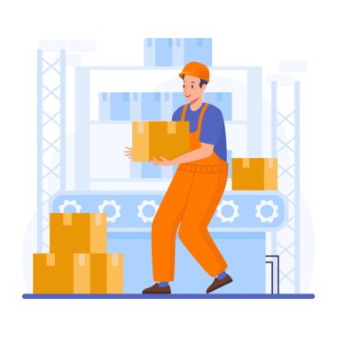 Karton kutularla teslimatçı.