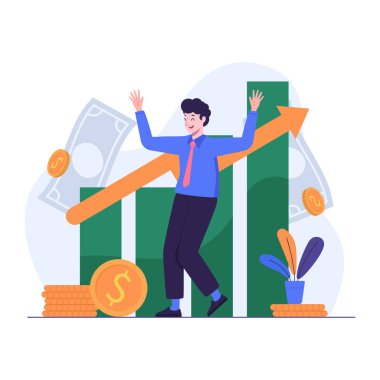 Para ve dolar işareti olan iş adamı.