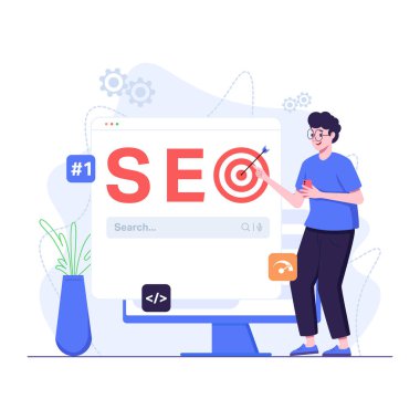 seo düz vektör illüstrasyon kavramı çizimi