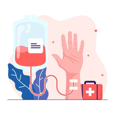 Kan bağışı düz vektör çizimi.