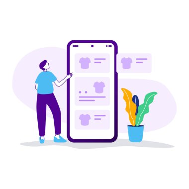 Mobil uygulamanın düz tasarım vektör çizimi, web tasarımı