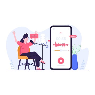 Podcast, podcast vektör konsepti çizimi