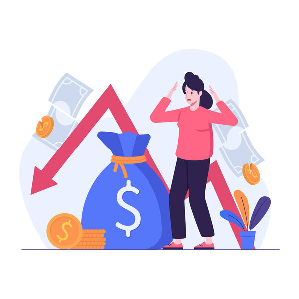 женщина с деньгами и монет векторный дизайн