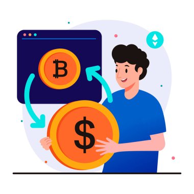 Paralı ve akıllı telefonlu bir adam dolar işaretli vektör çizimi tasarımı