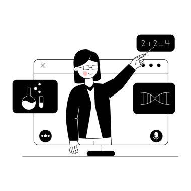 Bilgisayarın ofisindeki genç kadın.