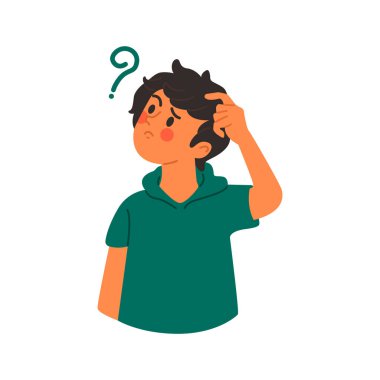 Çocuk soru işaretiyle düşünüyor