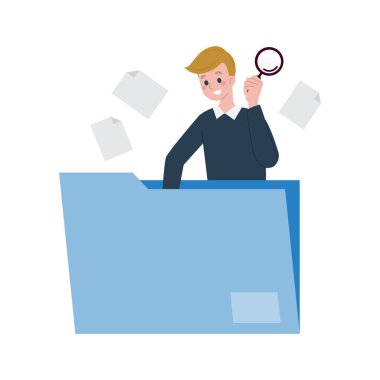 Ofis vektör illüstrasyonunda çalışan iş adamı