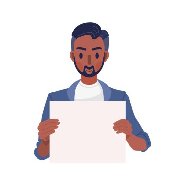 Kağıt kağıtlı ve panolu bir adam.