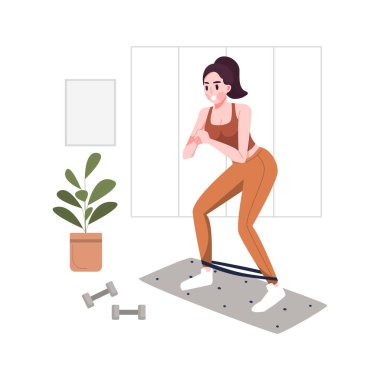 young woman doing exercises on the floor