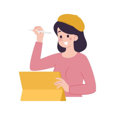 Laptop ve zarflı kadın