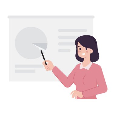 Pano vektör illüstrasyonlu iş kadını