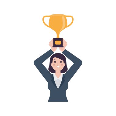 Elinde kupa ve bir fincan covid 19 vektör illüstrasyonuyla iş kadını...