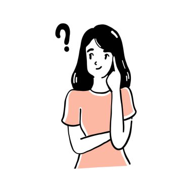 Soru işareti olan genç bir kadın.