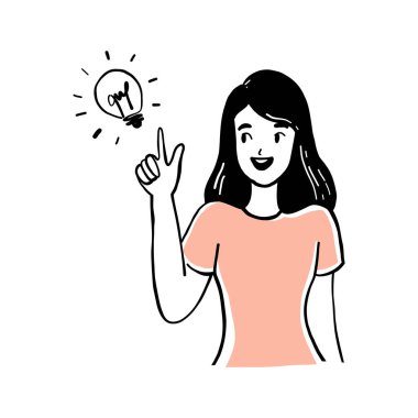 Fikri olan genç kız öğrenci.