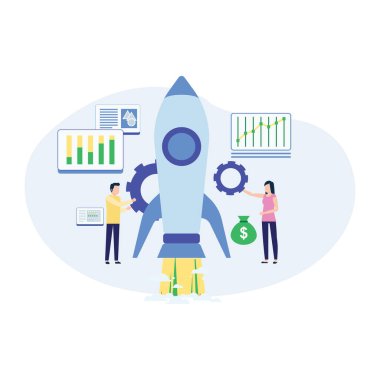 Başlangıç konsepti. Girişim işi. düz tasarım illüstrasyon