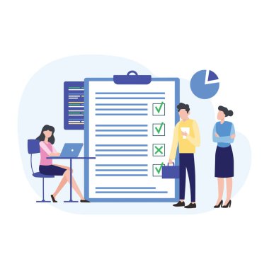 Ofis vektör illüstrasyon grafik tasarımında çalışan iş adamları