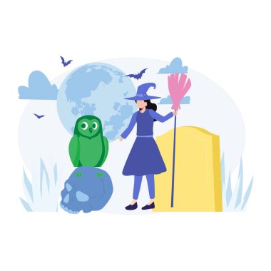 Cadılar Bayramı parti düz vektör illüstrasyon