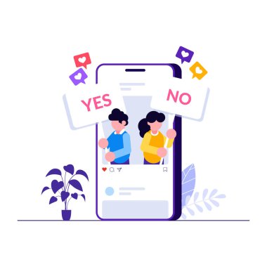 Akıllı telefon vektör illüstrasyonlu sosyal medya ağı kavramı