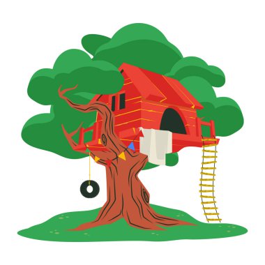 Ağacı olan küçük şirin bir ev.