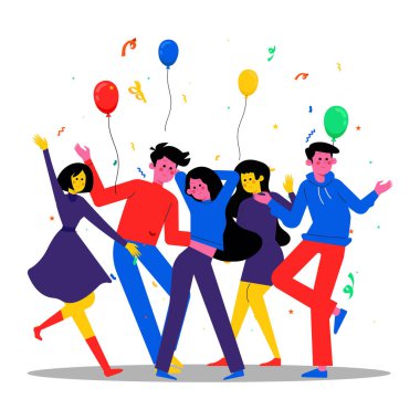 Mutlu insanlar parti vektör illüstrasyonunu kutluyor