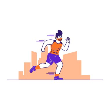 Beyaz arka planda koşan genç adam