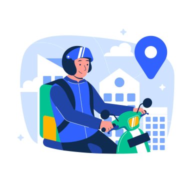 Haritalı motosiklet kullanan adam