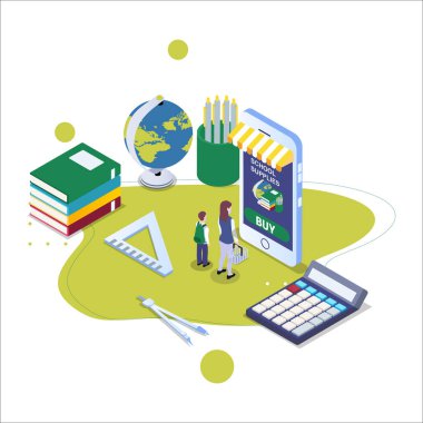 İzometrik eğitim konsepti. vektör illüstrasyonu