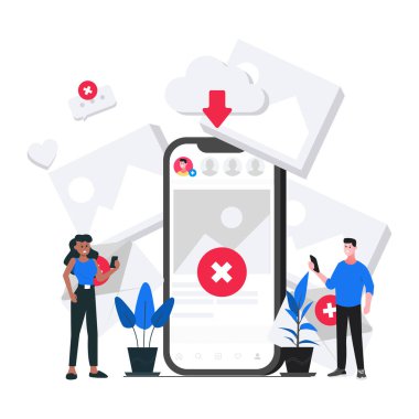 Sosyal medya tebligatı, sosyal medya, tebligat. düz resimleme