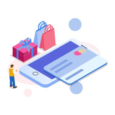 akıllı telefon vektör çizim tasarım ile online alışveriş