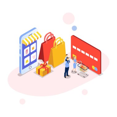 İnternet alışveriş konsepti. vektör düz tasarım çizimi