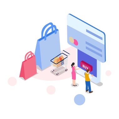 Online soyut konsept vektör illüstrasyonu alışverişi.