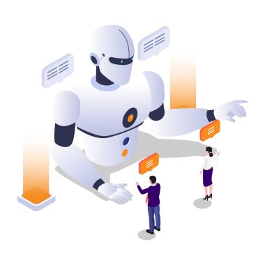 Yapay zeka. Robot yapay zeka üzerinde çalışıyor.