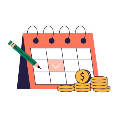 Bozuk para ve kalemle takvim