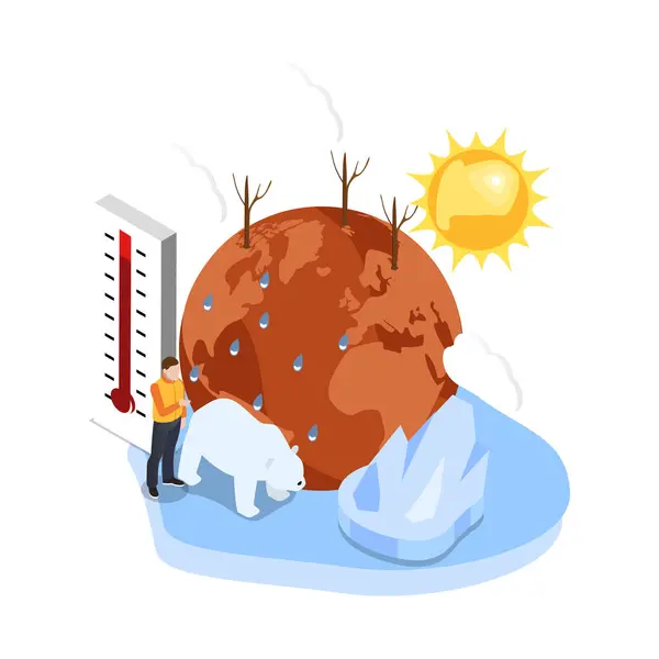 küresel iklim değişikliği düz tasarım