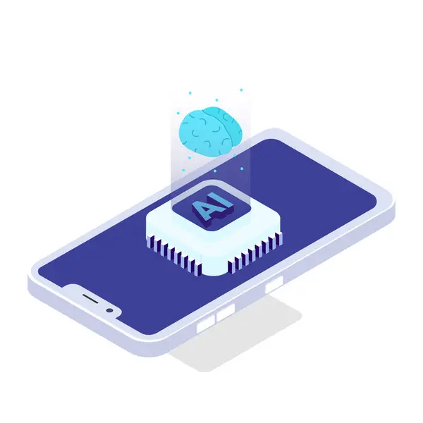 akıllı telefon ve yapay zeka simgesi