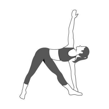 Siluet kadın esneme ve egzersiz beyaz arka plan, vektör