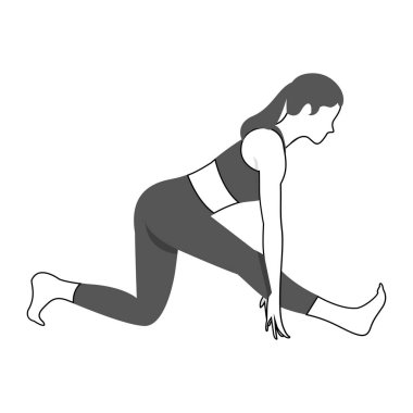 Spor salonunda koşan kadın, basit bir stil.