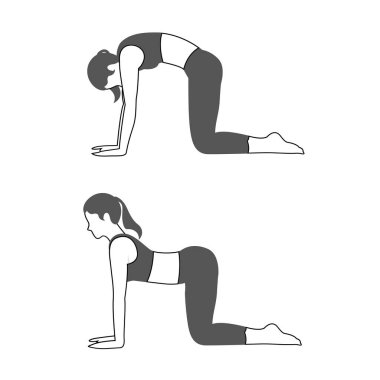 Egzersiz ve pilates sembolünün vektör çizimi. Stok için egzersiz ve vücut vektör simgesi koleksiyonu.