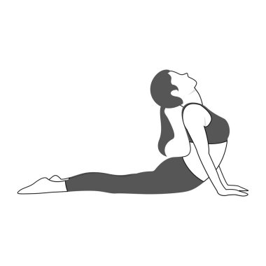 Beyaz arkaplanda yoga pozu, vektör illüstrasyonu