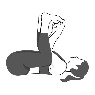 Yoga pozu, yoga egzersizi yapan bir kız. Beyaz arka planda izole edilmiş. siyah siluet.