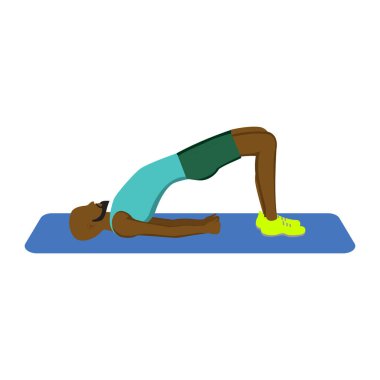 Yoga yapan adam vektör illüstrasyonunda hareket ediyor