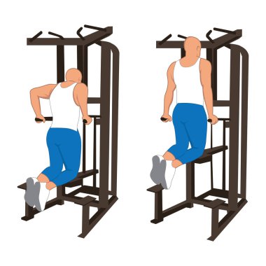 Spor salonundaki bir bankta egzersiz yapan adam.