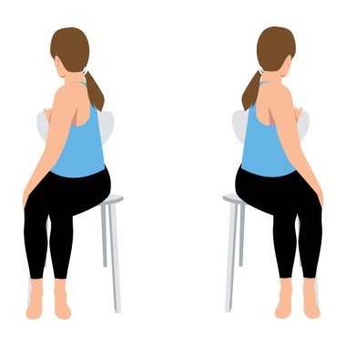 Kadın sandalyeye oturmuş vektör çizimi yapıyor.