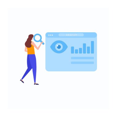 Tabletli genç bir kadının vektör çizimi