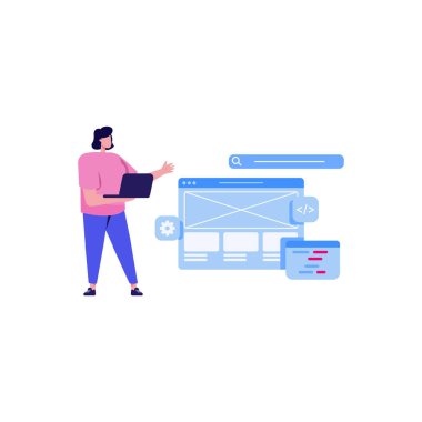 Online alışveriş düz vektör çizim