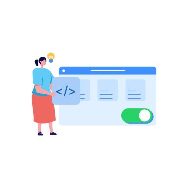 Dizüstü bilgisayarı olan bir kadının vektör çizimi