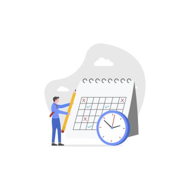 Zamanlama, zamanlama ve planlama konseptine sahip bir takvimin vektör çizimi.