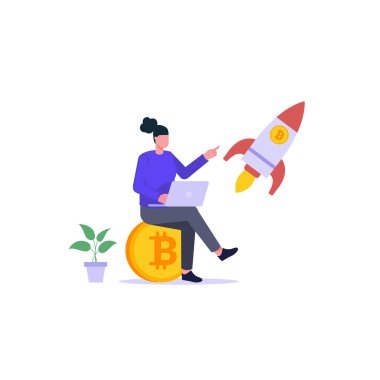 roket fırlatma, başlangıç konsepti vektör çizimi