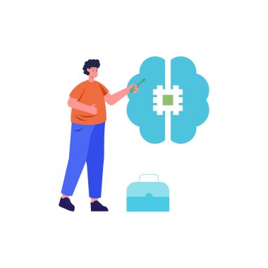 Beyin ve beyin soyut konsept vektör çizimi.